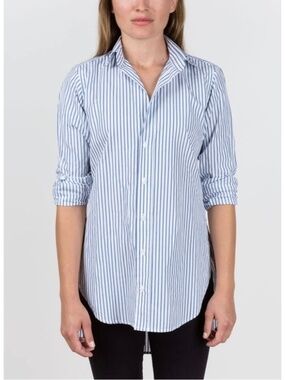 Frank & Eileen Grayson Striped Button Down Shirt Blue White Cotton Size S